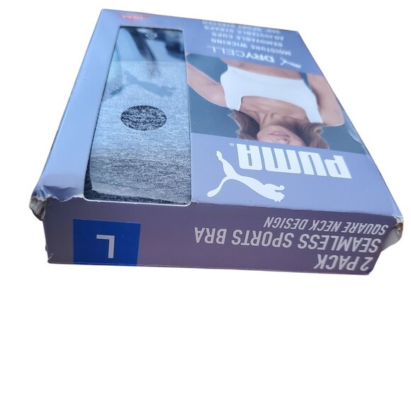 PUMA Lg 2 Pack Seamless Athletic Sports Bra Set Adjustable Drycell Activewear - Picture 8 of 13